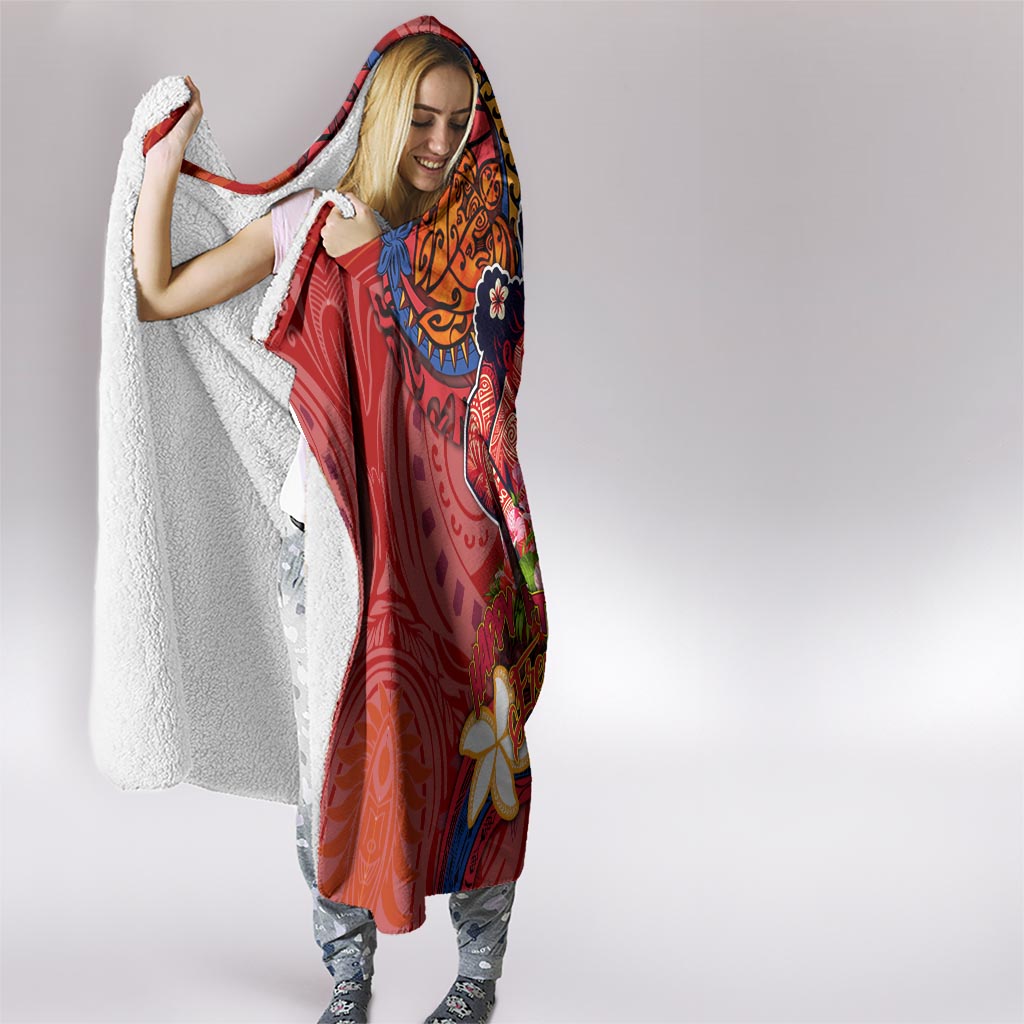 Happy Father's Day French Polynesia Hooded Blanket Family Turtle Hibiscus DT02 - Polynesian Pride