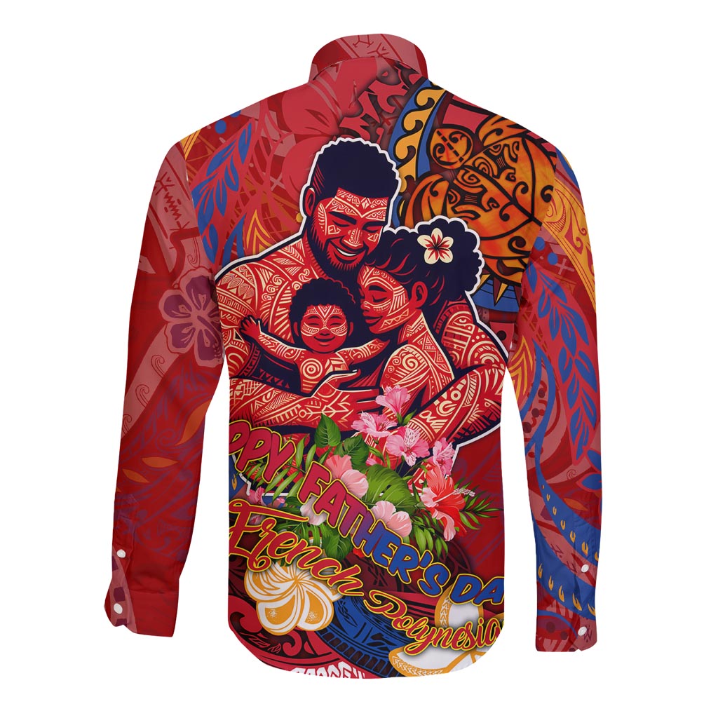 Happy Father's Day French Polynesia Long Sleeve Button Shirt Family Turtle Hibiscus DT02 - Polynesian Pride