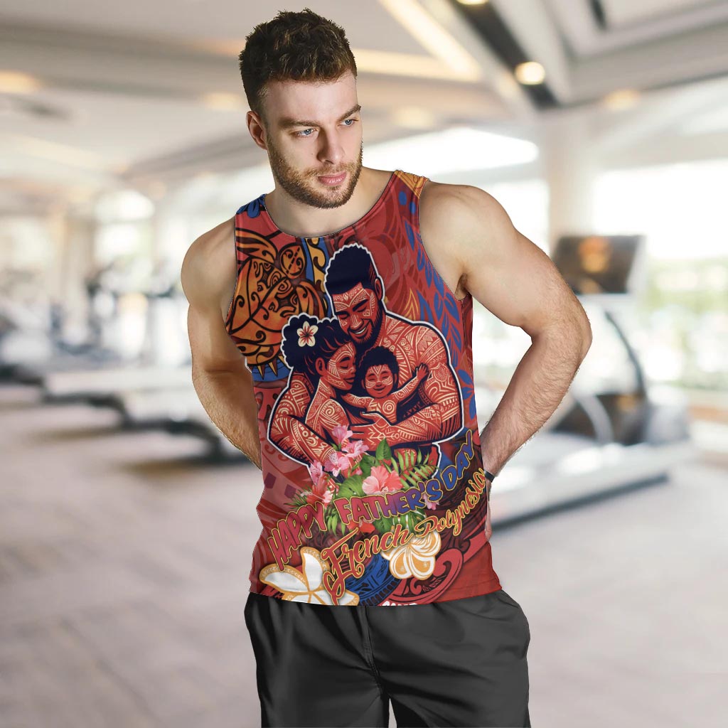 Happy Father's Day French Polynesia Men Tank Top Family Turtle Hibiscus DT02 Red - Polynesian Pride