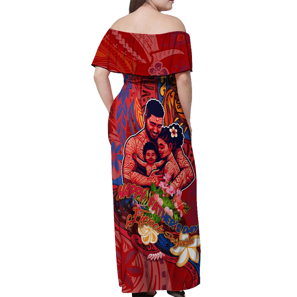 Happy Father's Day French Polynesia Off Shoulder Maxi Dress Family Turtle Hibiscus DT02 - Polynesian Pride