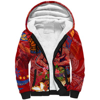 Happy Father's Day French Polynesia Sherpa Hoodie Family Turtle Hibiscus DT02 Unisex Red - Polynesian Pride
