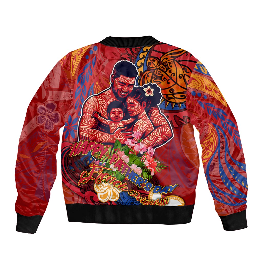 Happy Father's Day French Polynesia Sleeve Zip Bomber Jacket Family Turtle Hibiscus DT02 - Polynesian Pride