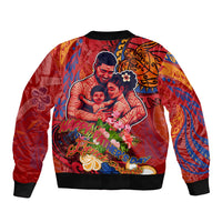 Happy Father's Day French Polynesia Sleeve Zip Bomber Jacket Family Turtle Hibiscus DT02 - Polynesian Pride