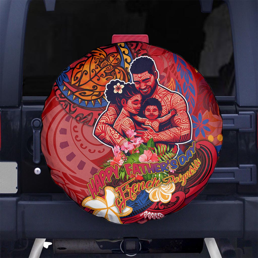 Happy Father's Day French Polynesia Spare Tire Cover Family Turtle Hibiscus DT02 - Polynesian Pride