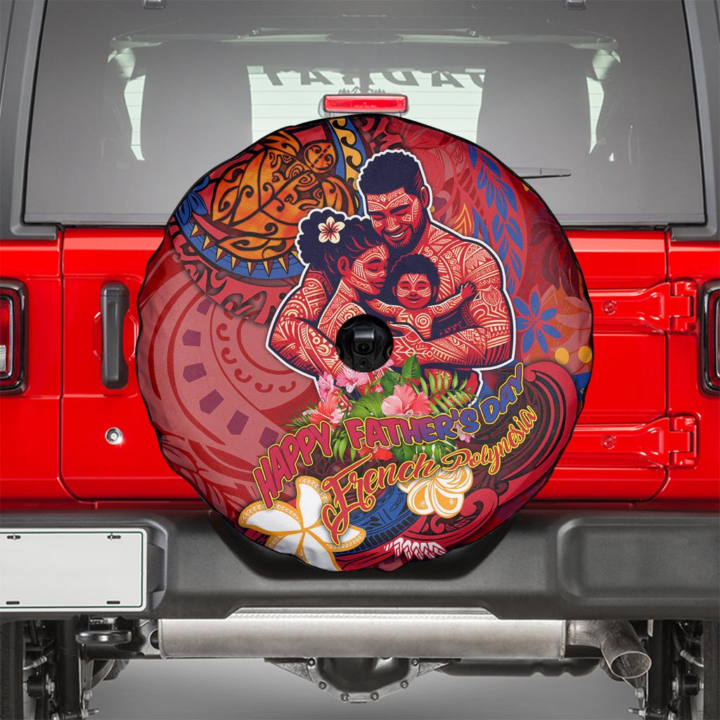 Happy Father's Day French Polynesia Spare Tire Cover Family Turtle Hibiscus DT02 - Polynesian Pride