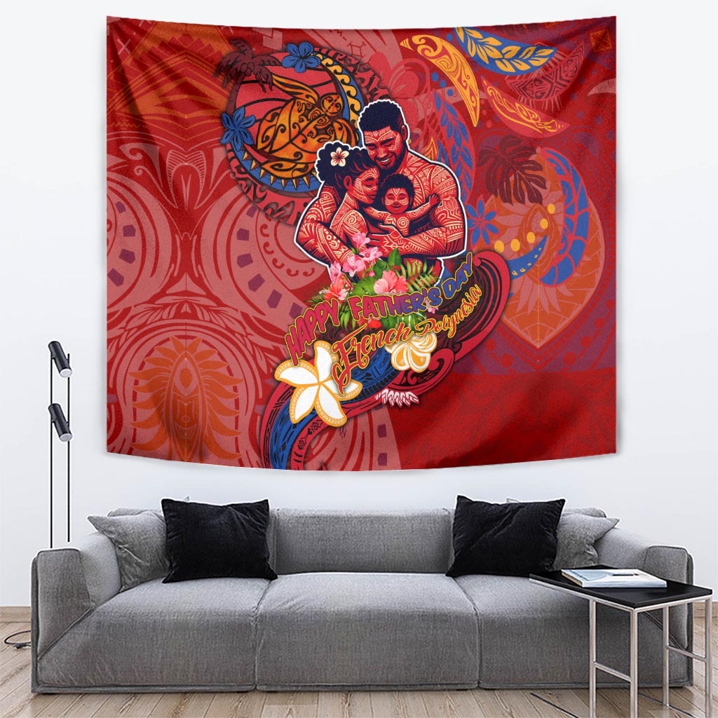 Happy Father's Day French Polynesia Tapestry Family Turtle Hibiscus