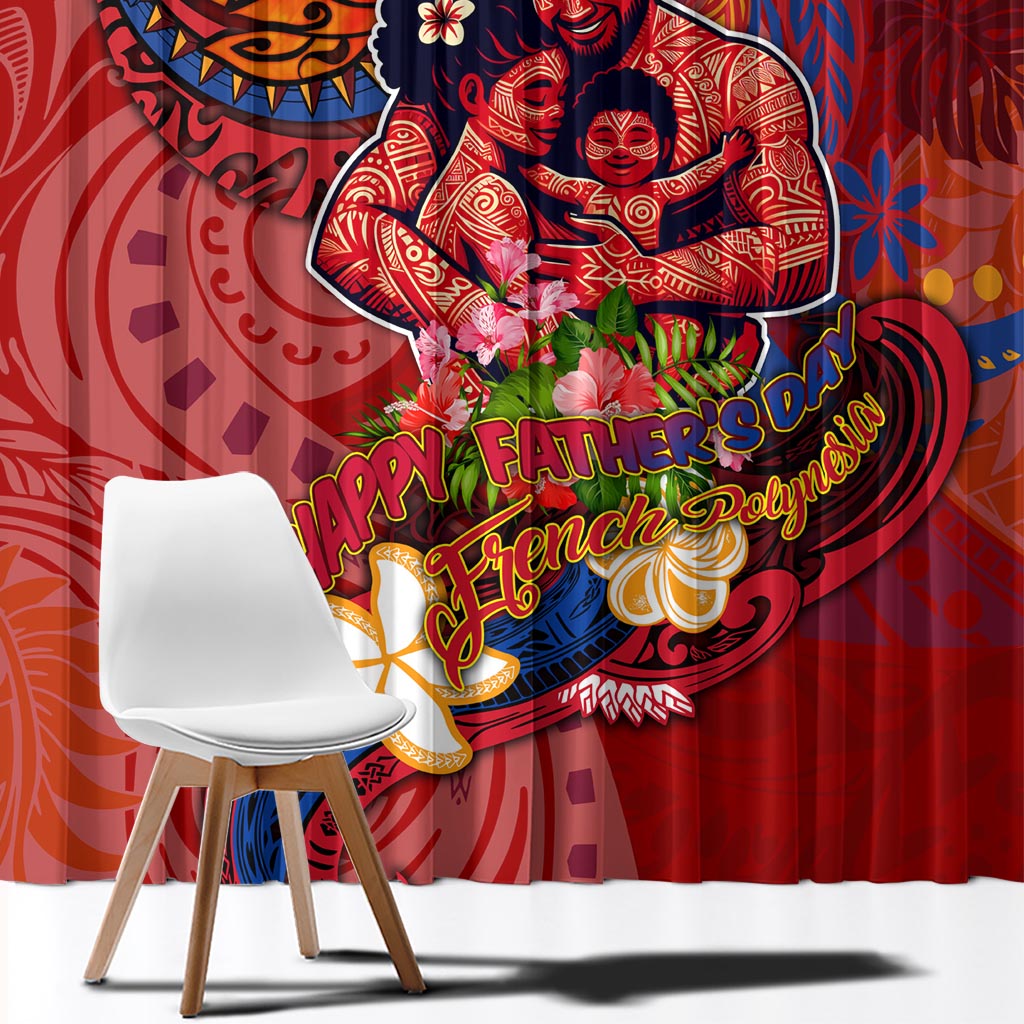 Happy Father's Day French Polynesia Window Curtain Family Turtle Hibiscus DT02 - Polynesian Pride