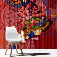 Happy Father's Day French Polynesia Window Curtain Family Turtle Hibiscus DT02 - Polynesian Pride