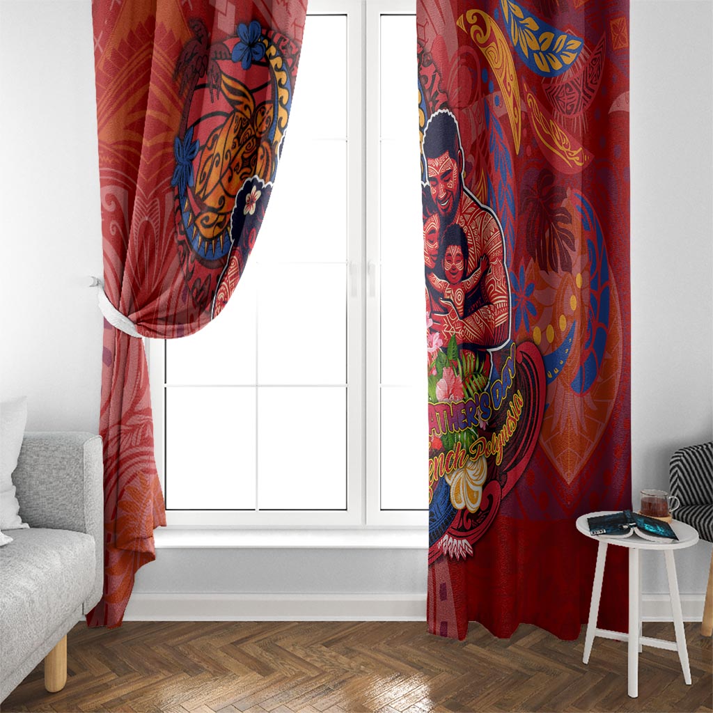 Happy Father's Day French Polynesia Window Curtain Family Turtle Hibiscus DT02 - Polynesian Pride