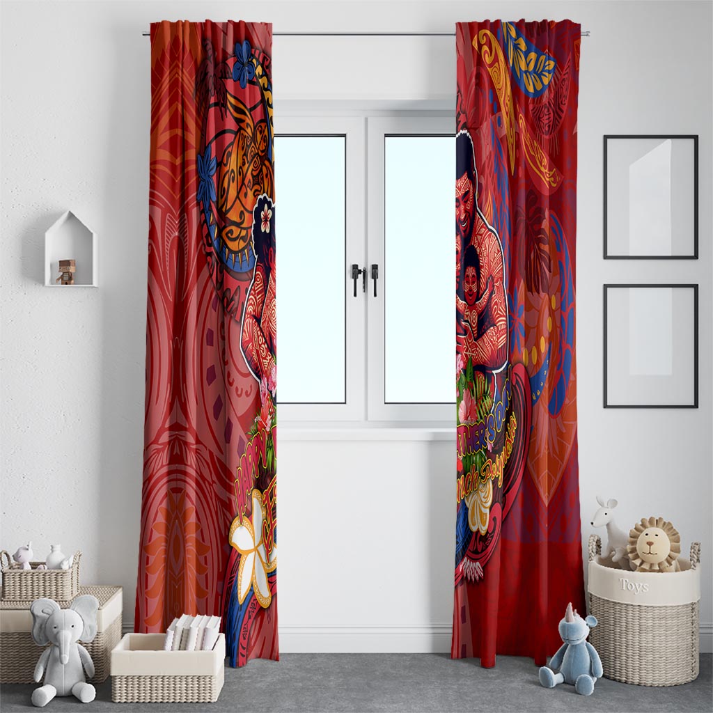Happy Father's Day French Polynesia Window Curtain Family Turtle Hibiscus DT02 - Polynesian Pride
