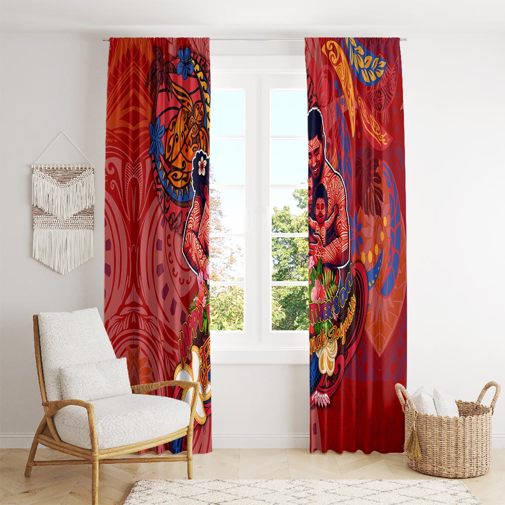 Happy Father's Day French Polynesia Window Curtain Family Turtle Hibiscus DT02 - Polynesian Pride