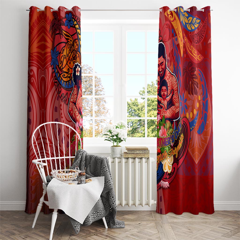 Happy Father's Day French Polynesia Window Curtain Family Turtle Hibiscus DT02 - Polynesian Pride