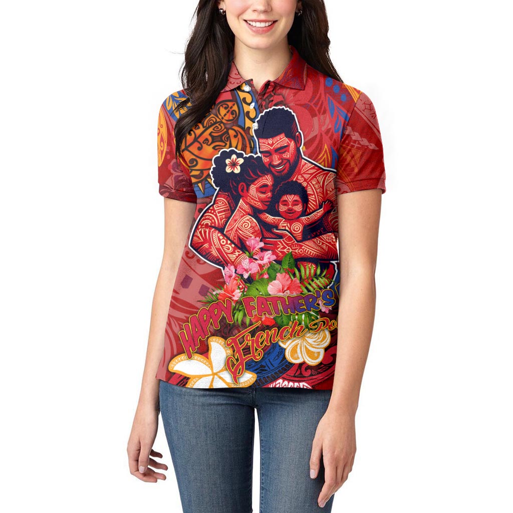 Happy Father's Day French Polynesia Women Polo Shirt Family Turtle Hibiscus DT02 - Polynesian Pride