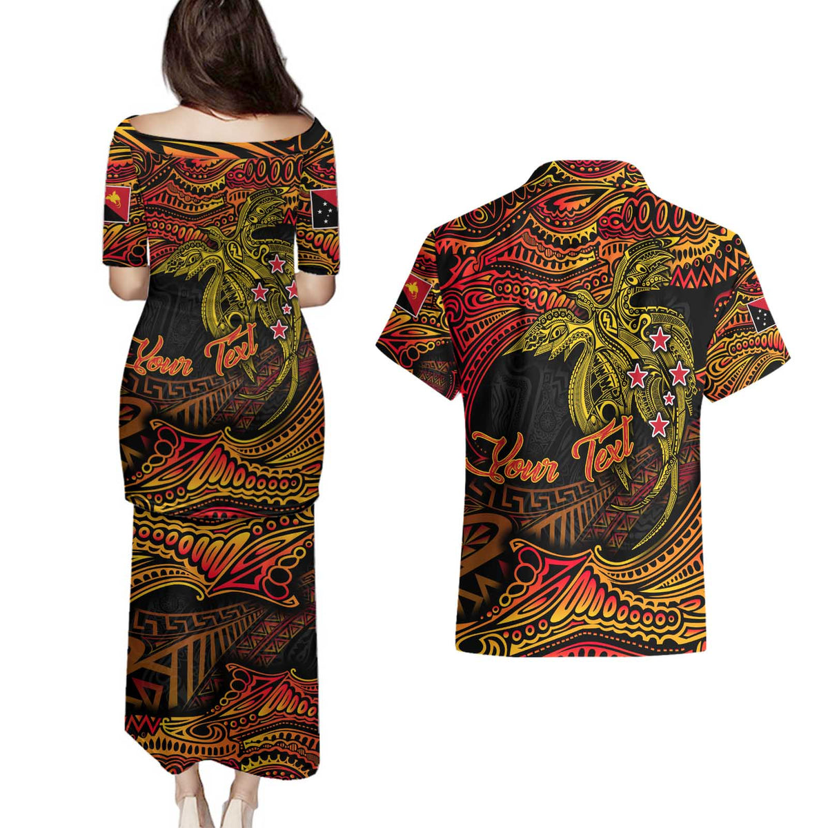 Papua New Guinea 50th Independence Day Couples Matching Puletasi and Hawaiian Shirt Culture Spirit and Sovereignty
