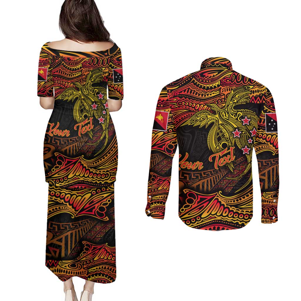 Papua New Guinea 50th Independence Day Couples Matching Puletasi and Long Sleeve Button Shirt Culture Spirit and Sovereignty