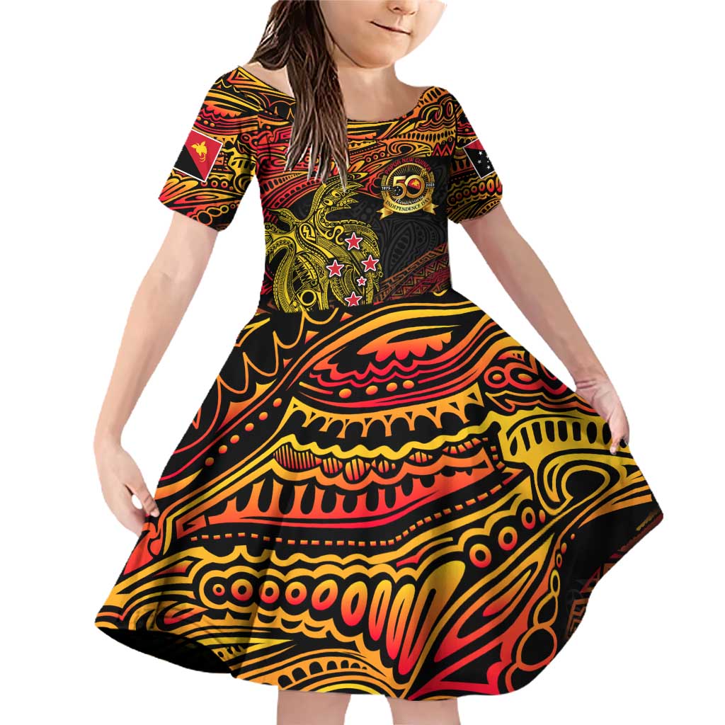 Papua New Guinea 50th Independence Day Family Matching Off Shoulder Short Dress and Hawaiian Shirt Culture Spirit and Sovereignty