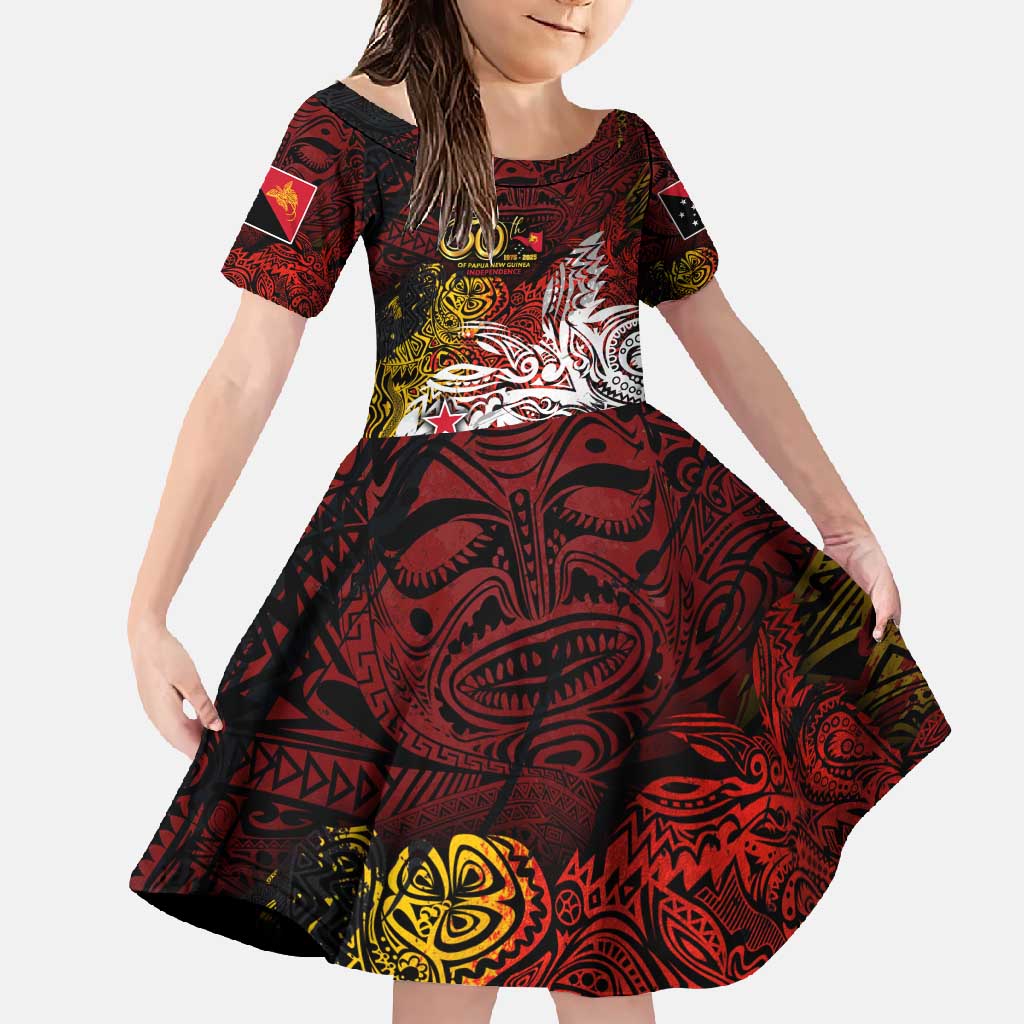 PNG 1975 - 2025 Family Matching Off Shoulder Maxi Dress and Hawaiian Shirt Papua New Guinea 50th Independence Anniversary