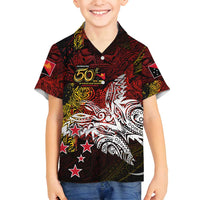 PNG 1975 - 2025 Family Matching Off Shoulder Maxi Dress and Hawaiian Shirt Papua New Guinea 50th Independence Anniversary
