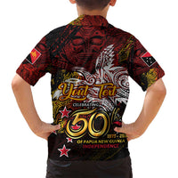 PNG 1975 - 2025 Family Matching Off Shoulder Short Dress and Hawaiian Shirt Papua New Guinea 50th Independence Anniversary