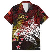 PNG 1975 - 2025 Family Matching Off Shoulder Short Dress and Hawaiian Shirt Papua New Guinea 50th Independence Anniversary