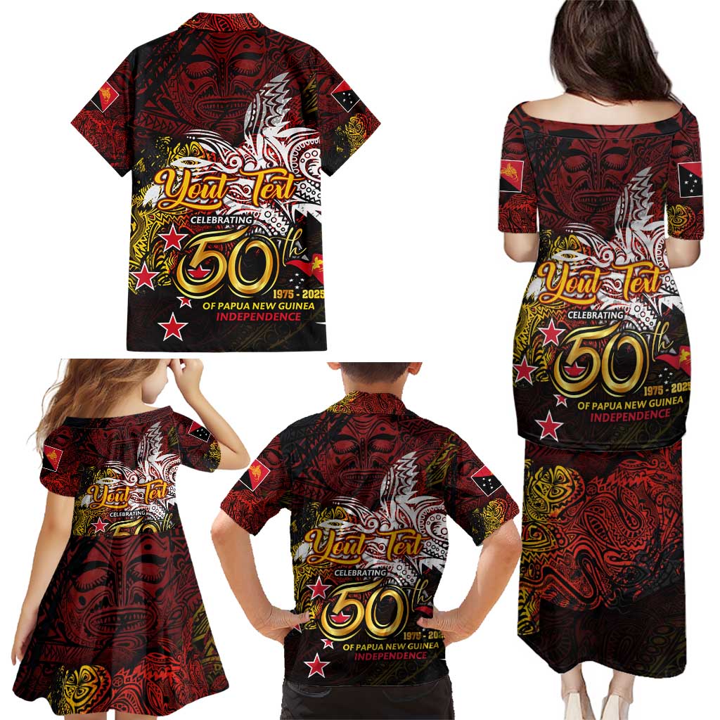 PNG 1975 - 2025 Family Matching Puletasi and Hawaiian Shirt Papua New Guinea 50th Independence Anniversary