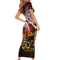 PNG 1975 - 2025 Family Matching Short Sleeve Bodycon Dress and Hawaiian Shirt Papua New Guinea 50th Independence Anniversary