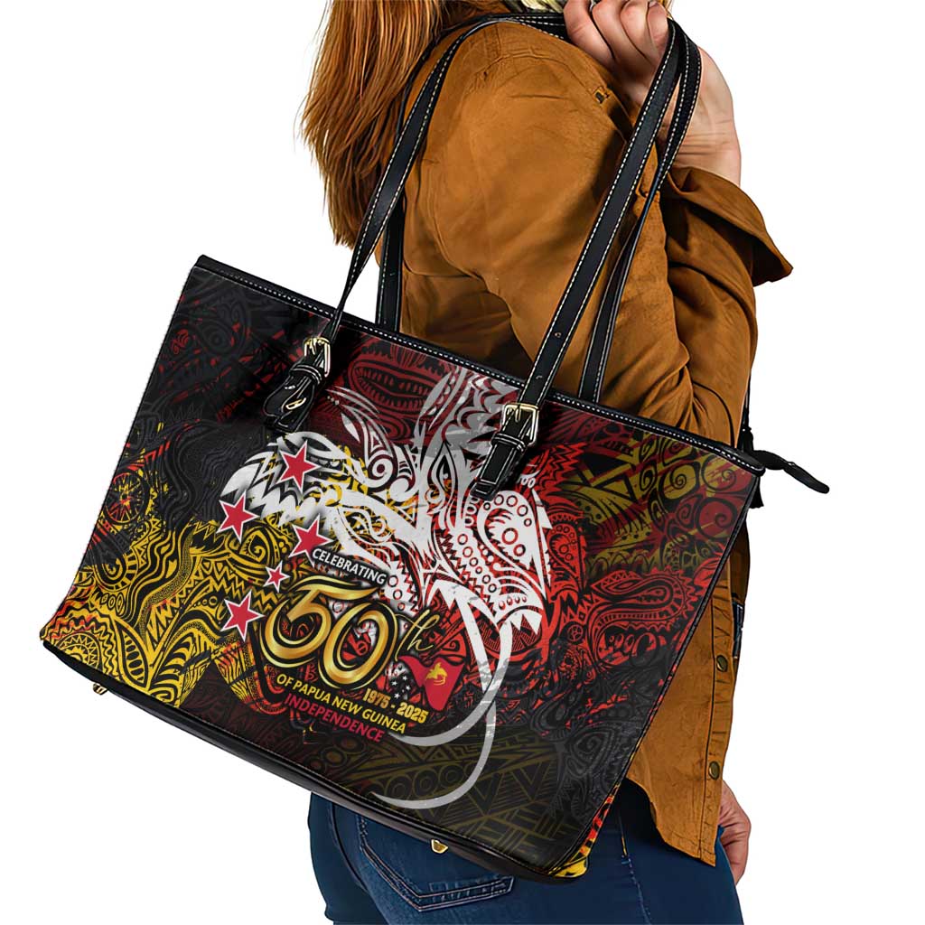 PNG 1975 - 2025 Leather Tote Bag Papua New Guinea 50th Independence Anniversary