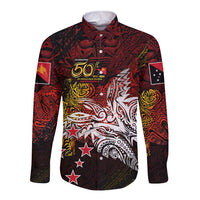 PNG 1975 - 2025 Long Sleeve Button Shirt Papua New Guinea 50th Independence Anniversary DT02 Unisex Art - Polynesian Pride
