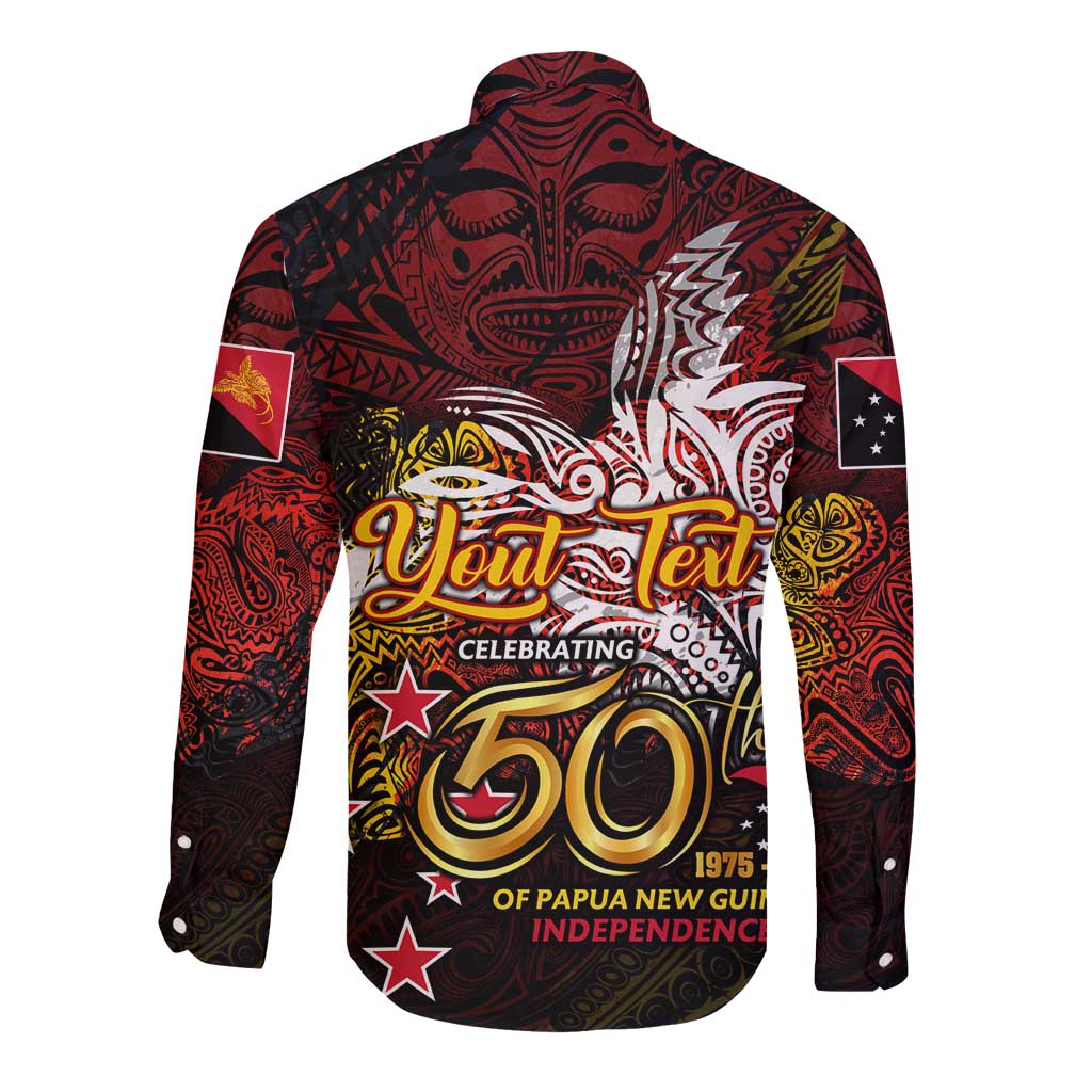 PNG 1975 - 2025 Long Sleeve Button Shirt Papua New Guinea 50th Independence Anniversary DT02 - Polynesian Pride