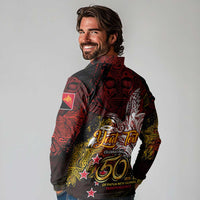 PNG 1975 - 2025 Long Sleeve Polo Shirt Papua New Guinea 50th Independence Anniversary