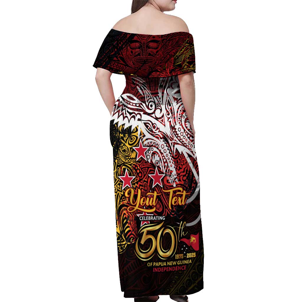 PNG 1975 - 2025 Off Shoulder Maxi Dress Papua New Guinea 50th Independence Anniversary