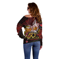 PNG 1975 - 2025 Off Shoulder Sweater Papua New Guinea 50th Independence Anniversary