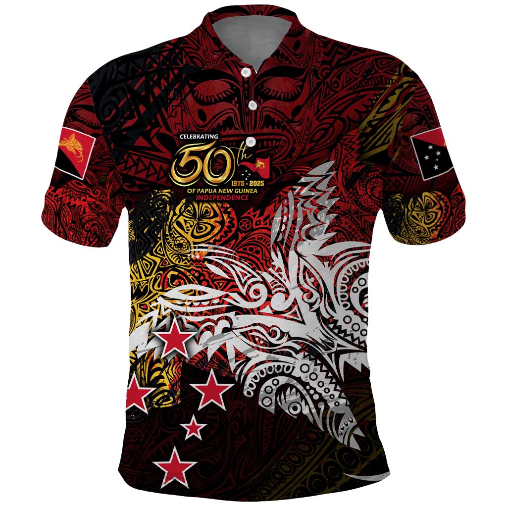PNG 1975 - 2025 Polo Shirt Papua New Guinea 50th Independence Anniversary DT02 Art - Polynesian Pride