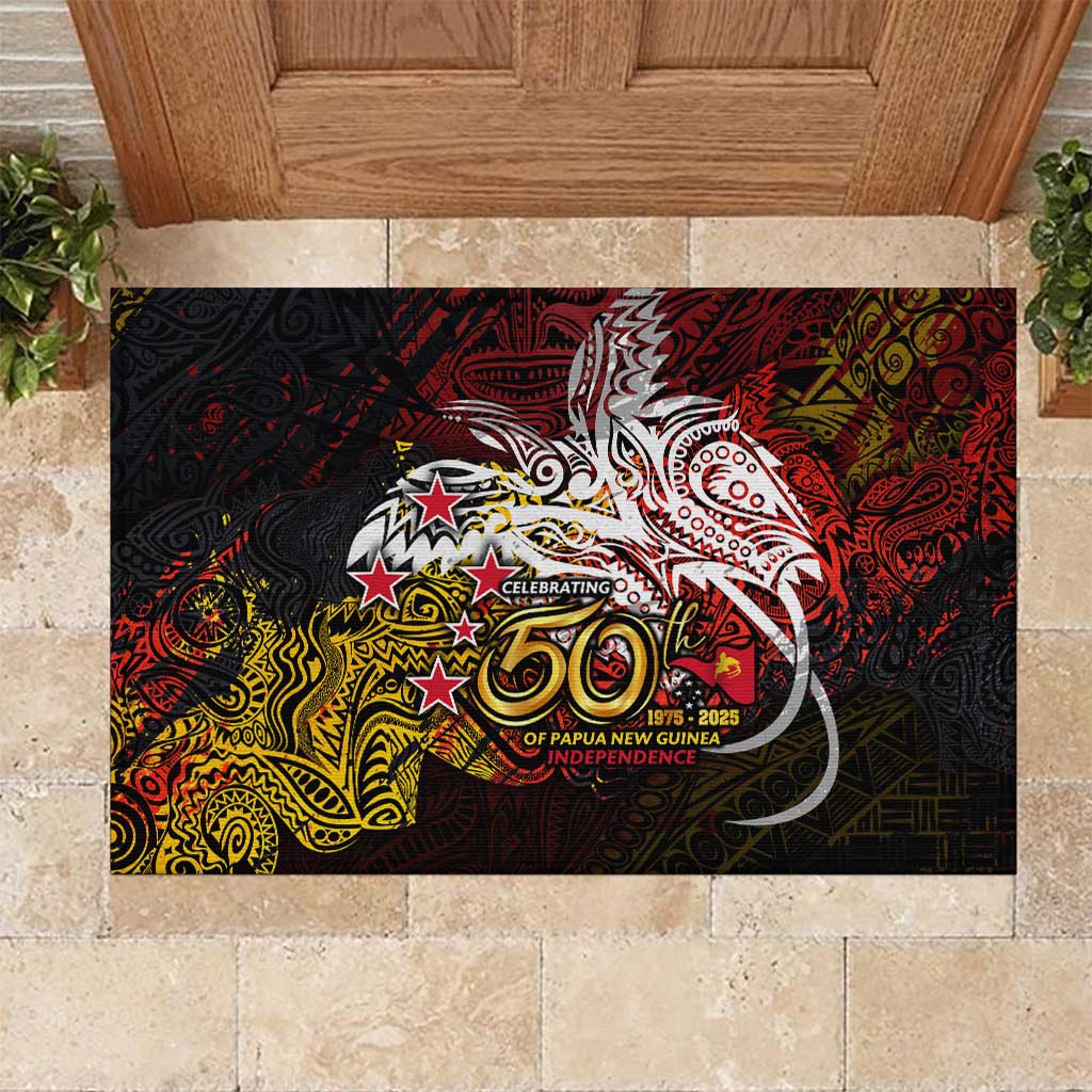 PNG 1975 - 2025 Rubber Doormat Papua New Guinea 50th Independence Anniversary DT02 Art - Polynesian Pride