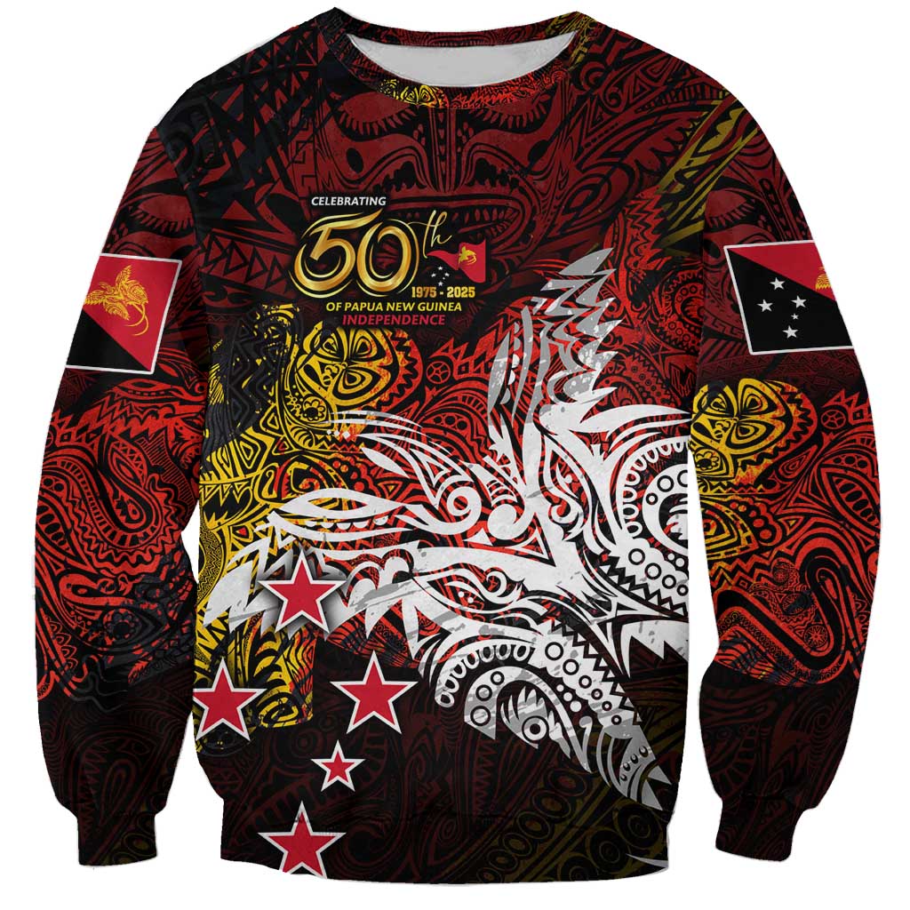PNG 1975 - 2025 Sweatshirt Papua New Guinea 50th Independence Anniversary DT02 Unisex Art - Polynesian Pride