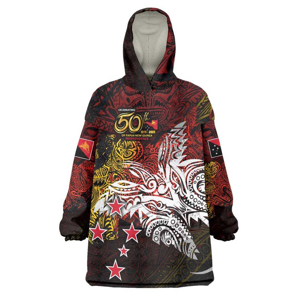 PNG 1975 - 2025 Wearable Blanket Hoodie Papua New Guinea 50th Independence Anniversary DT02 One Size Art - Polynesian Pride