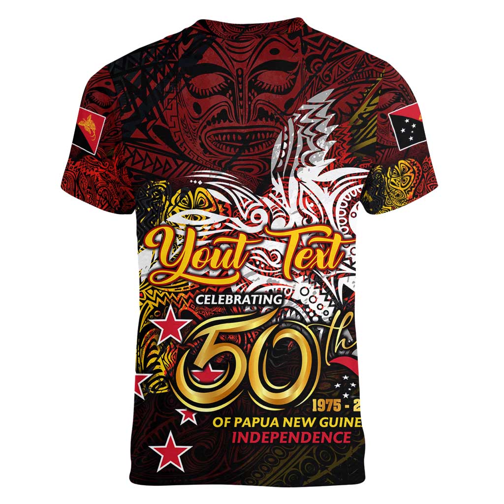 PNG 1975 - 2025 Women V-Neck T-Shirt Papua New Guinea 50th Independence Anniversary