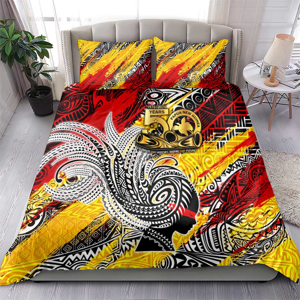 Papua New Guinea 50th Independence Day Bedding Set Celebrate Our History, Inspire Our Future