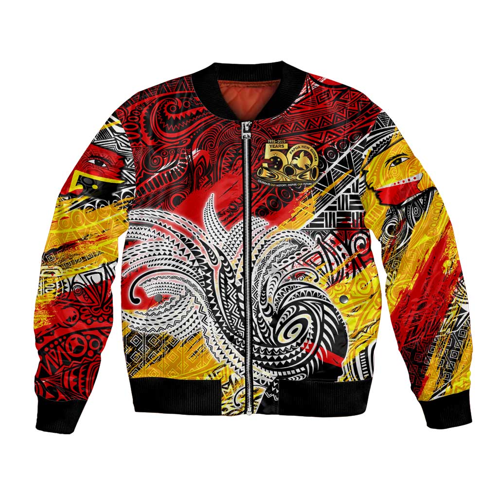 Papua New Guinea 50th Independence Day Bomber Jacket Celebrate Our History, Inspire Our Future