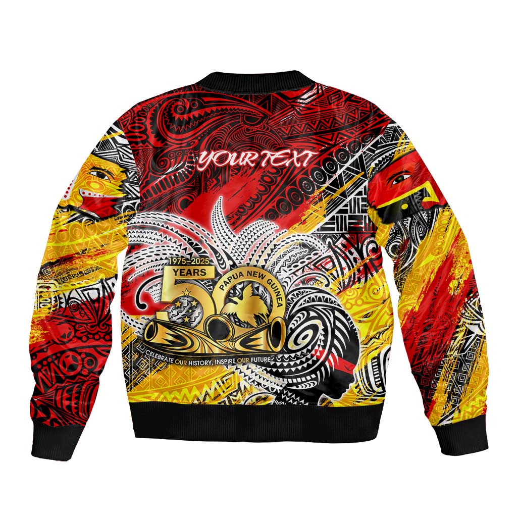 Papua New Guinea 50th Independence Day Bomber Jacket Celebrate Our History, Inspire Our Future