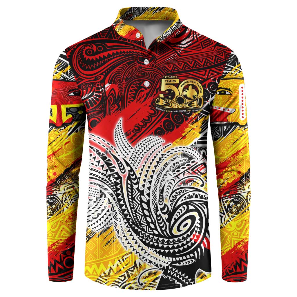 Papua New Guinea 50th Independence Day Button Sweatshirt Celebrate Our History, Inspire Our Future DT02 Art - Polynesian Pride