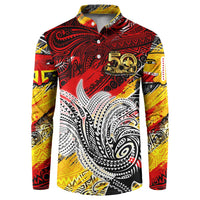 Papua New Guinea 50th Independence Day Button Sweatshirt Celebrate Our History, Inspire Our Future DT02 Art - Polynesian Pride