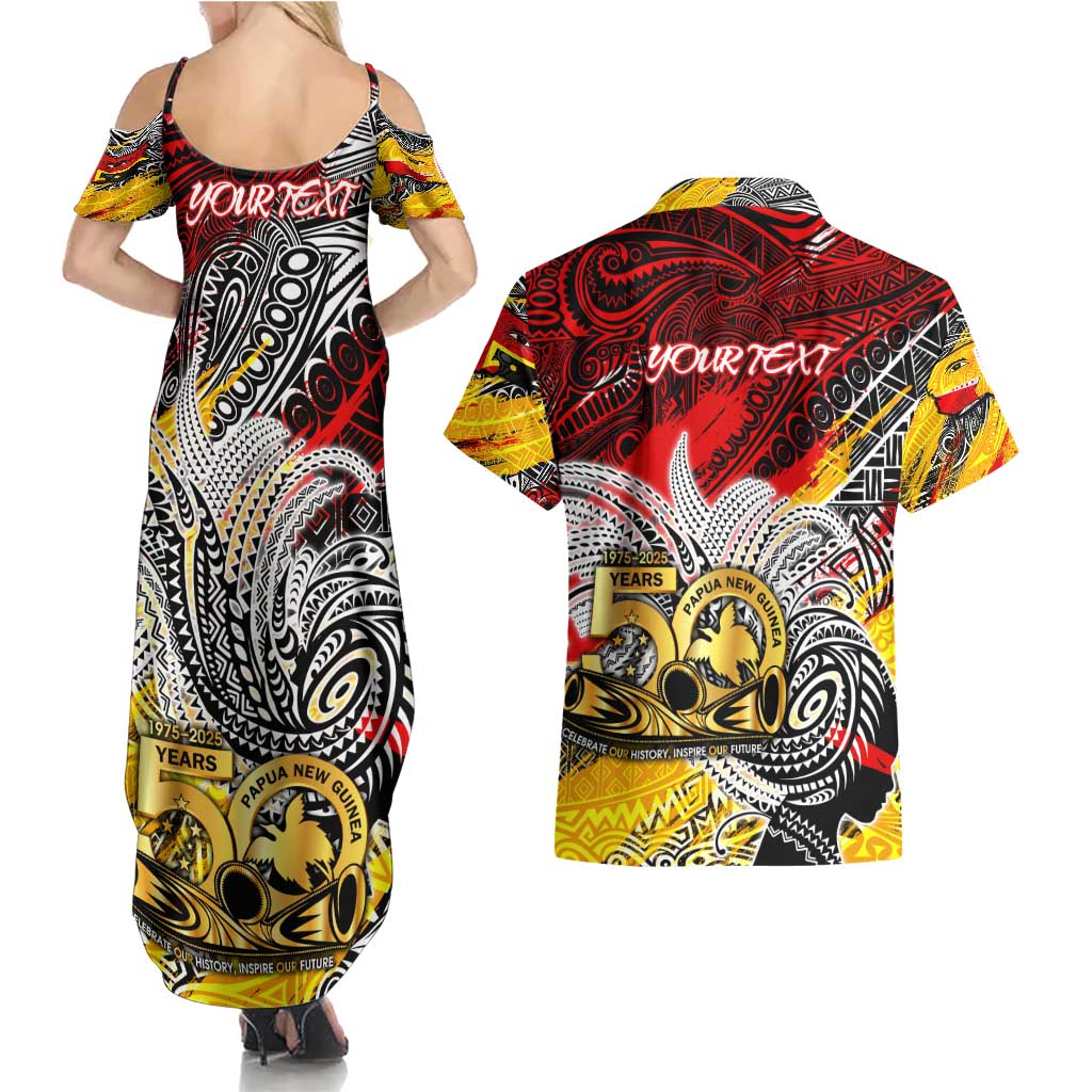 Papua New Guinea 50th Independence Day Couples Matching Summer Maxi Dress and Hawaiian Shirt Celebrate Our History, Inspire Our Future