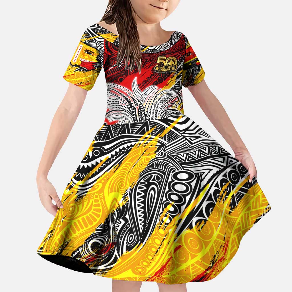 Papua New Guinea 50th Independence Day Family Matching Long Sleeve Bodycon Dress and Hawaiian Shirt Celebrate Our History, Inspire Our Future