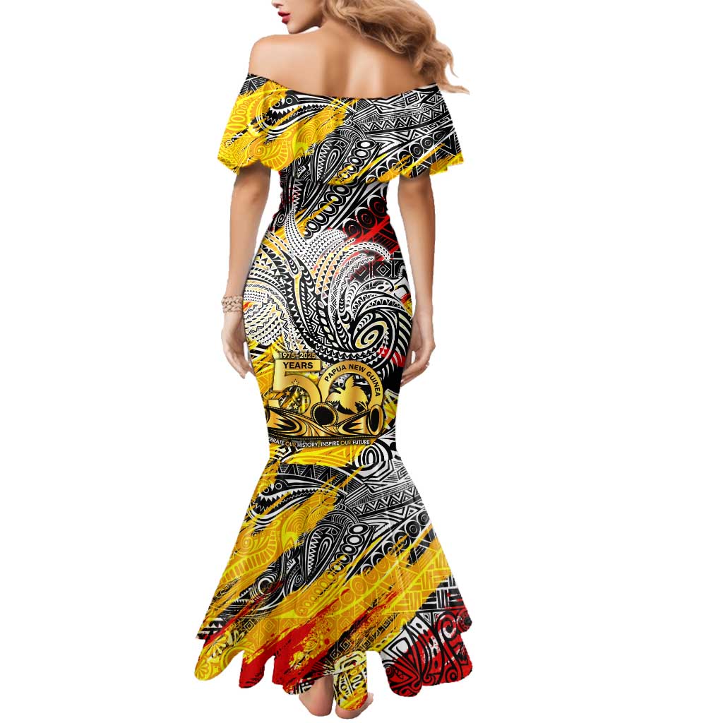 Papua New Guinea 50th Independence Day Family Matching Mermaid Dress and Hawaiian Shirt Celebrate Our History, Inspire Our Future