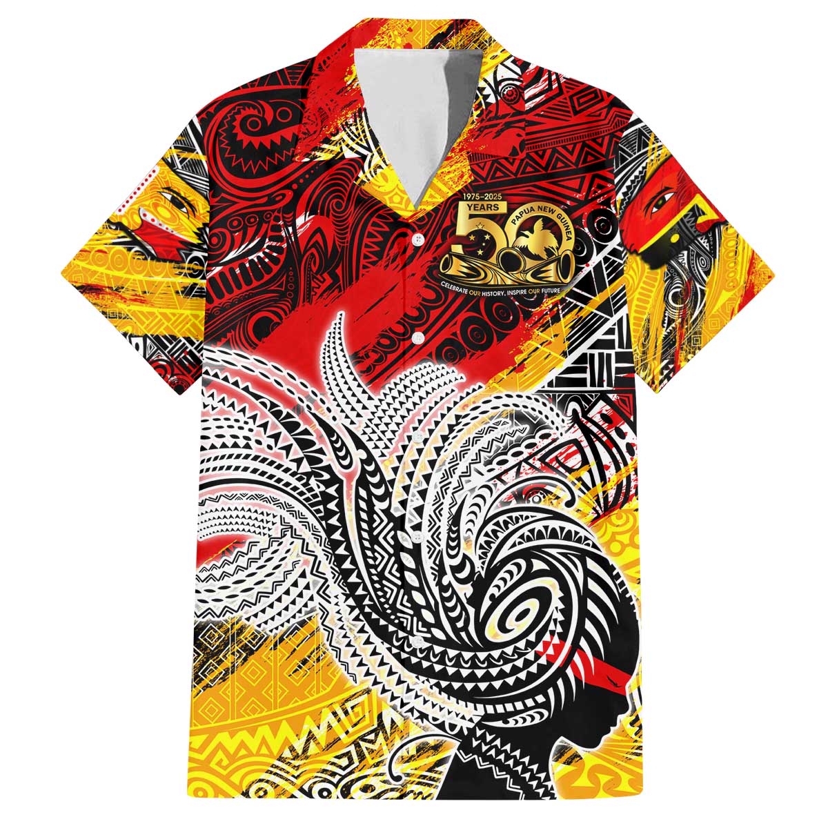 Papua New Guinea 50th Independence Day Family Matching Off The Shoulder Long Sleeve Dress and Hawaiian Shirt Celebrate Our History, Inspire Our Future
