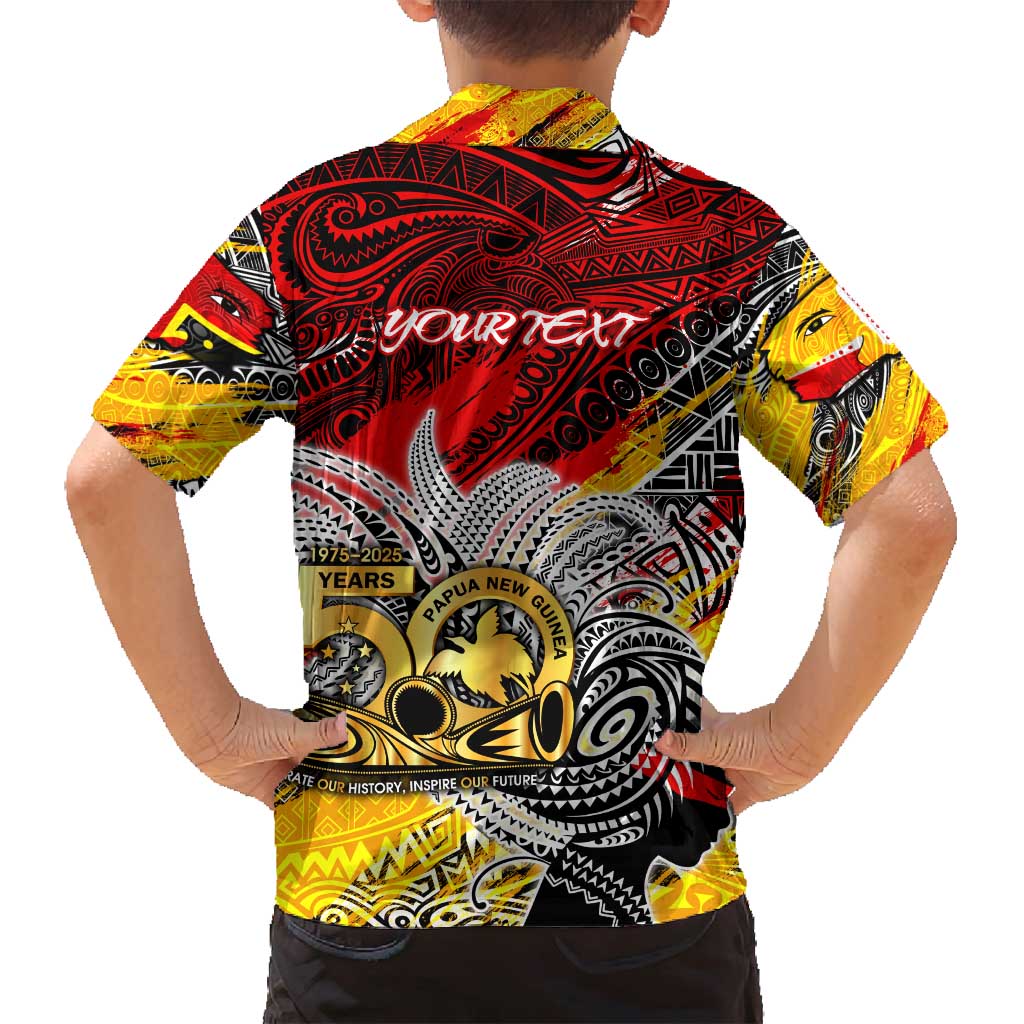 Papua New Guinea 50th Independence Day Family Matching Off Shoulder Short Dress and Hawaiian Shirt Celebrate Our History, Inspire Our Future