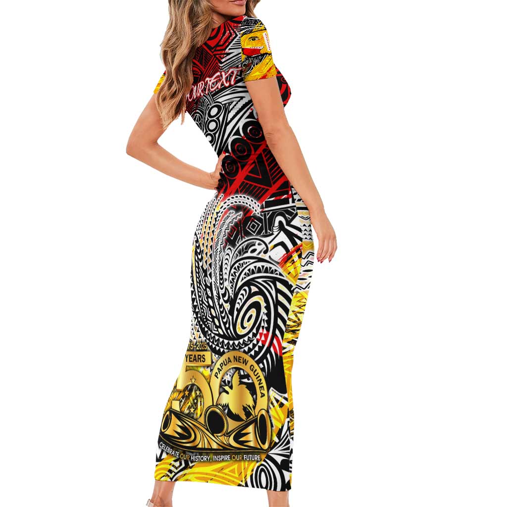 Papua New Guinea 50th Independence Day Family Matching Short Sleeve Bodycon Dress and Hawaiian Shirt Celebrate Our History, Inspire Our Future