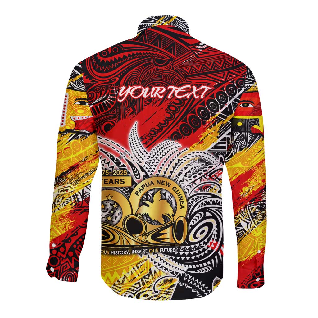 Papua New Guinea 50th Independence Day Long Sleeve Button Shirt Celebrate Our History, Inspire Our Future DT02 - Polynesian Pride