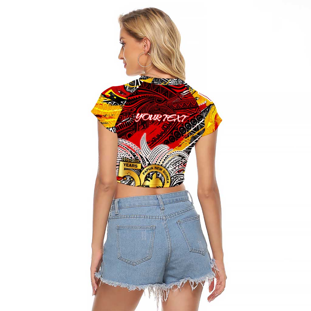 Papua New Guinea 50th Independence Day Raglan Cropped T Shirt Celebrate Our History, Inspire Our Future